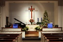 Blue altar cloths designate the Advent season at Glendale United Methodist Church, Nashville, Tenn. Photo by Steven Kyle Adair, United Methodist Communications.