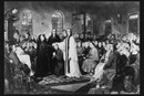 The ordination of Bishop Francis Asbury performed by Bishop Thomas Coke in Baltimore, Md., at the Christmas Conference, the historic meeting establishing the Methodist Episcopal Church of the United States in 1784. An engraving by A. Gilchrist Campbell from a painting by Thomas Coke Ruckle, 1882. Courtesy of the Drew University Methodist Collection (Madison, New Jersey) via Wikimedia Commons.