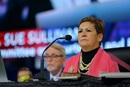 Bishop Cynthia Fierro Harvey, seen here presiding at the 2019 Special Session of General Conference in St. Louis, Missouri, in February, has been elected as president of the Council of Bishop of The United Methodist Church. Council of Bishops file photo.