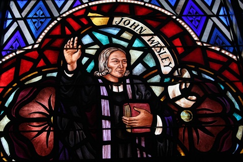 John Wesley stain glass, photo by Ronny Perry, UMNS