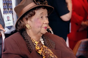 Dorothy Height, chairwoman of the National Council of Negro Women, received the Church Women United Human Rights Award during a presentation at the United Nations. Height, a longtime member of St. Mark's United Methodist Church in New York and resident of Washington, began her human and civil rights work on the national level in the 1930s. A UMNS 1999 file photo by John C. Goodwin.