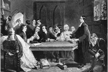 An image of the Wesleys' "Holy Club" meeting at Oxford, based on a 19th century lithograph. Used with permission from the Methodist Collection of Drew University. 