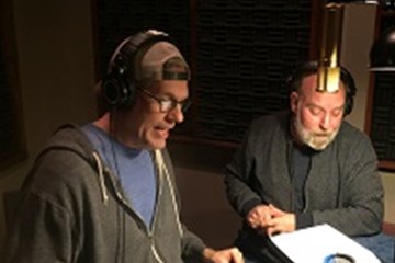 Actors Josh Childs and Henry Haggard in the studio recording the voices for John and Charles Wesley in the animated series Wesleys Take the Web. Photo by Lilla Marigza, United Methodist Communications.